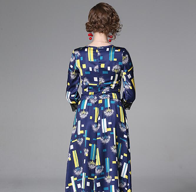 New arrival geometric printed blue women dress crew neck A-line street style dresses knee-Length 3/4 sleeve
New arrival geometric printed blue women dress crew neck A-line street style dresses knee-Length 3/4 sleeve