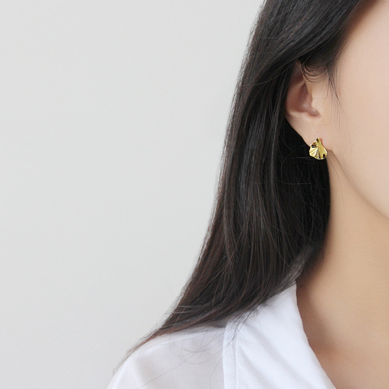 Authentic 925 Sterling Silver Irregular Concave Convex Stud Earrings For Women Students New Fashion Female Geometric Earring