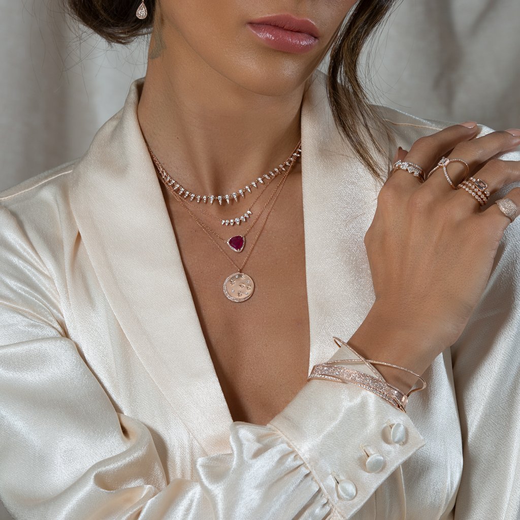 gold plated star signet necklace cz moon star engraved plated geometric classic tag women necklaces