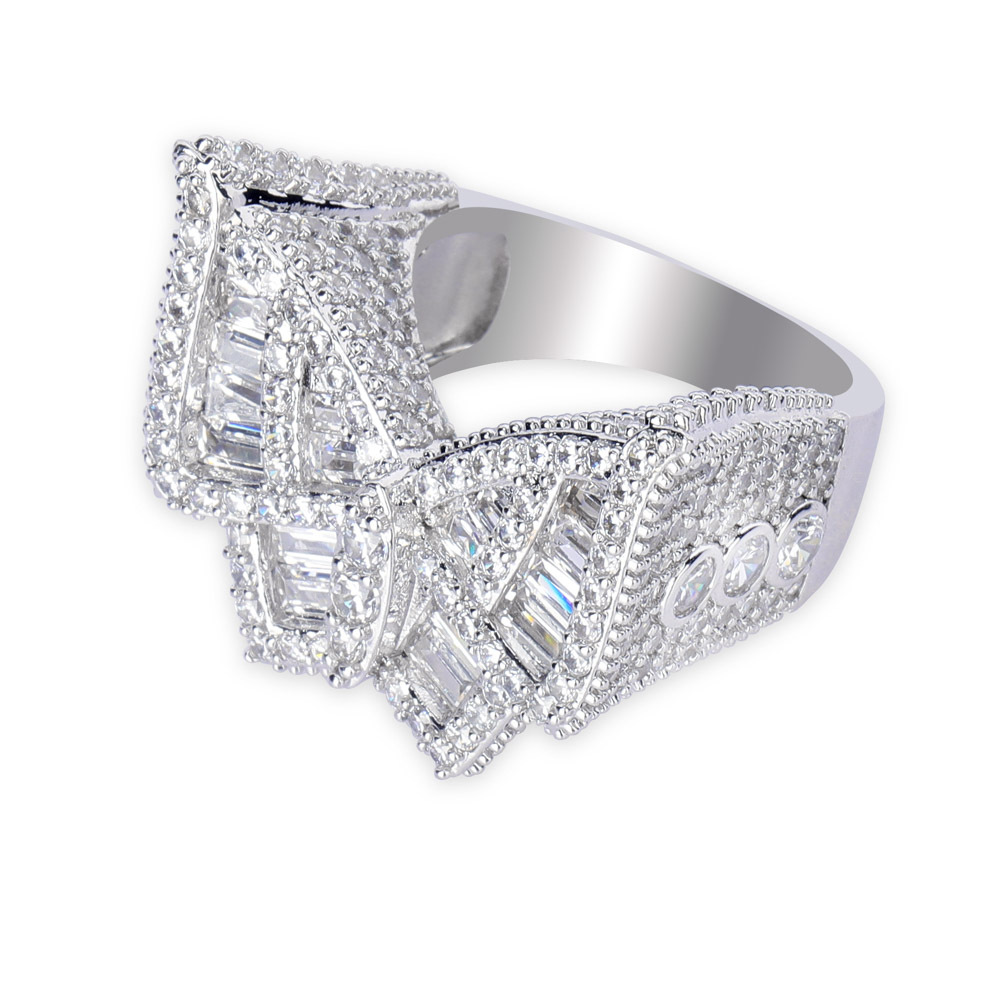 Hip Hop Casting Butterfly Rings Bling 18k Real Gold Plated Cubic Zircon Diamond Finger Ring Jewelry