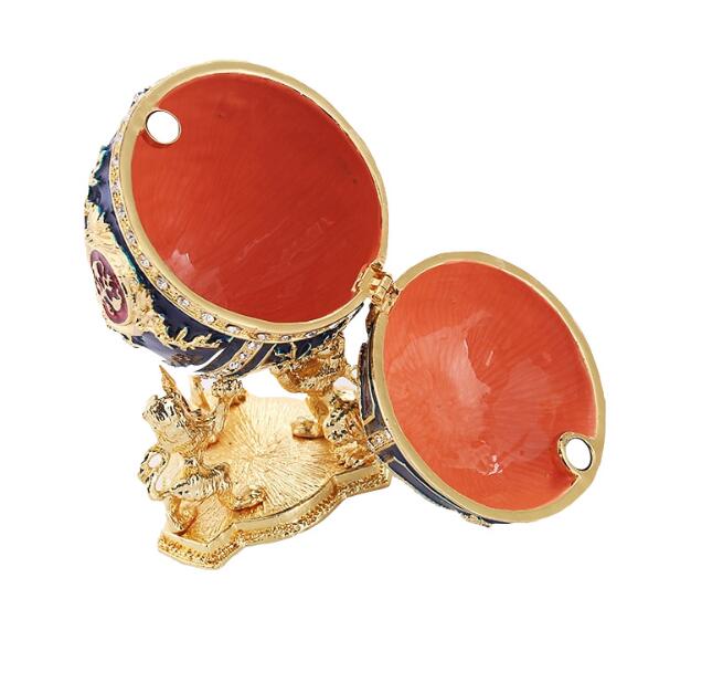 Decorative Objects & Figurines Easter Egg pearl jewelry storage box Easter bejeweled trinket metal gifts Russian Style