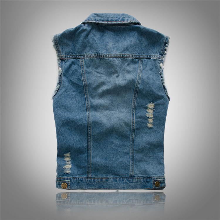 korean mens jeans vest ripped denim jacket slim fit sleeveless summer new style jeans male coat 6xl