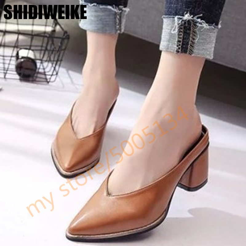 2019 New Arrival Summer Solid Women Slippers Pointed Toe Square Heel Ladies Slides Women Fashion Mules Shoes zapatos mujer, Black
2019 New Arrival Summer Solid Women Slippers Pointed Toe Square Heel Ladies Slides Women Fashion Mules Shoes zapatos mujer, Black