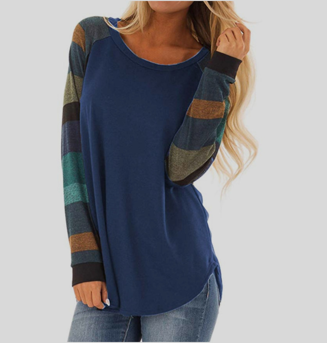European fashion spring and summer new solid color casual headband round neck long-sleeved T-shirt. Support mixed batch