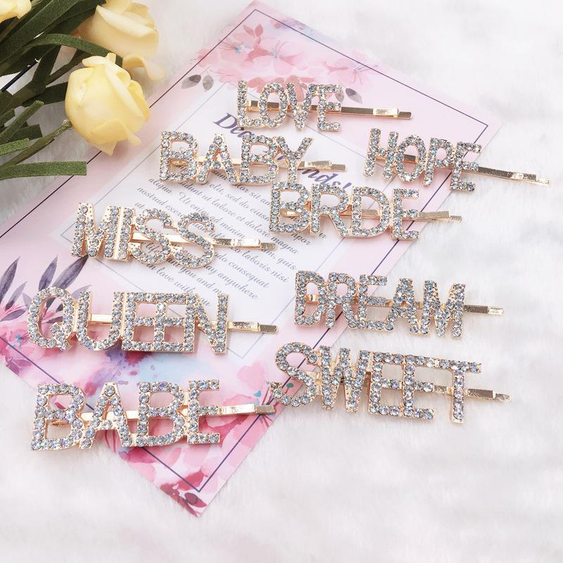 50 Colors Women Hairpins Hair Clips Letter Rhinestone Bobby Pins Side Bangs Clips Barrettes Headwear Girls Fashion Hair Accessories Jewelry от DHgate WW