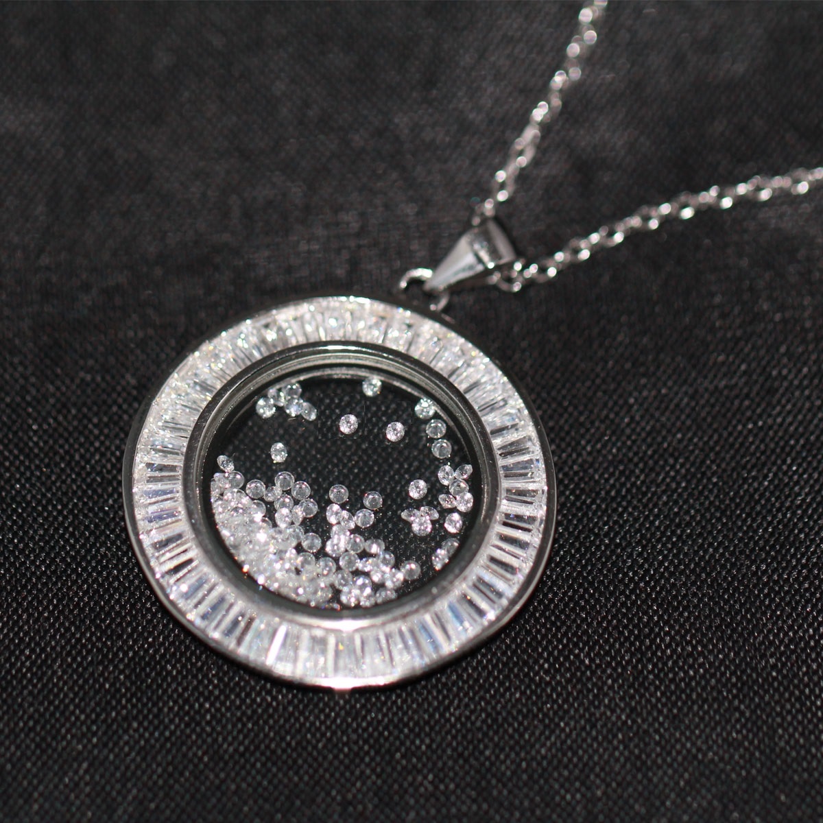 Fashion- real 925 Sterling Silver jewelry High quality crystal CZ Diamonds PENDANT necklace women jewelry Big Round zircon classic PENDANT