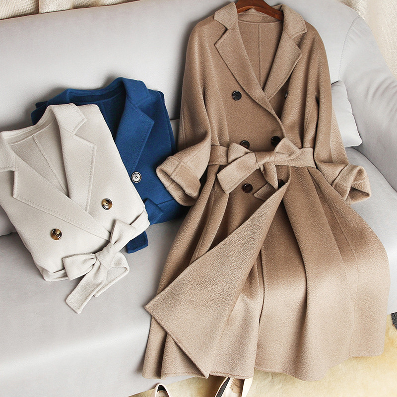 Winter Women Real Wool Coat High-end Elegant Water Wave Reversible Cashmere Coat Double-breasted With Belt Long Female Jacket, Blue
Winter Women Real Wool Coat High-end Elegant Water Wave Reversible Cashmere Coat Double-breasted With Belt Long Female Jacket, Blue