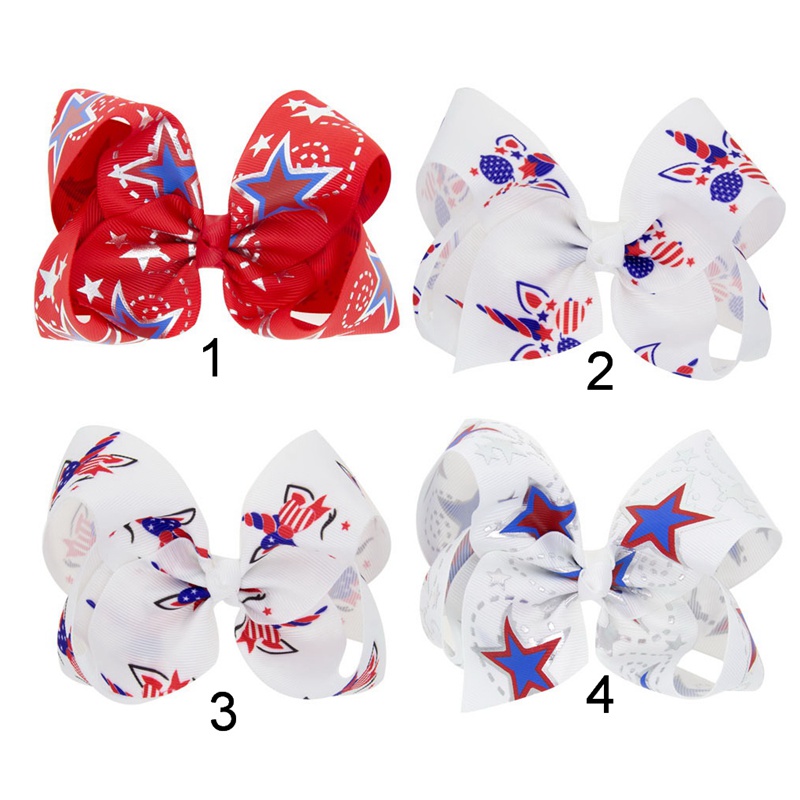 Unicorn Ribbon 4th of July Hair Bows Clips Girls Hairbow USA Flag Independence Day Hairgrip Festival Kids Hair Accessories HC134