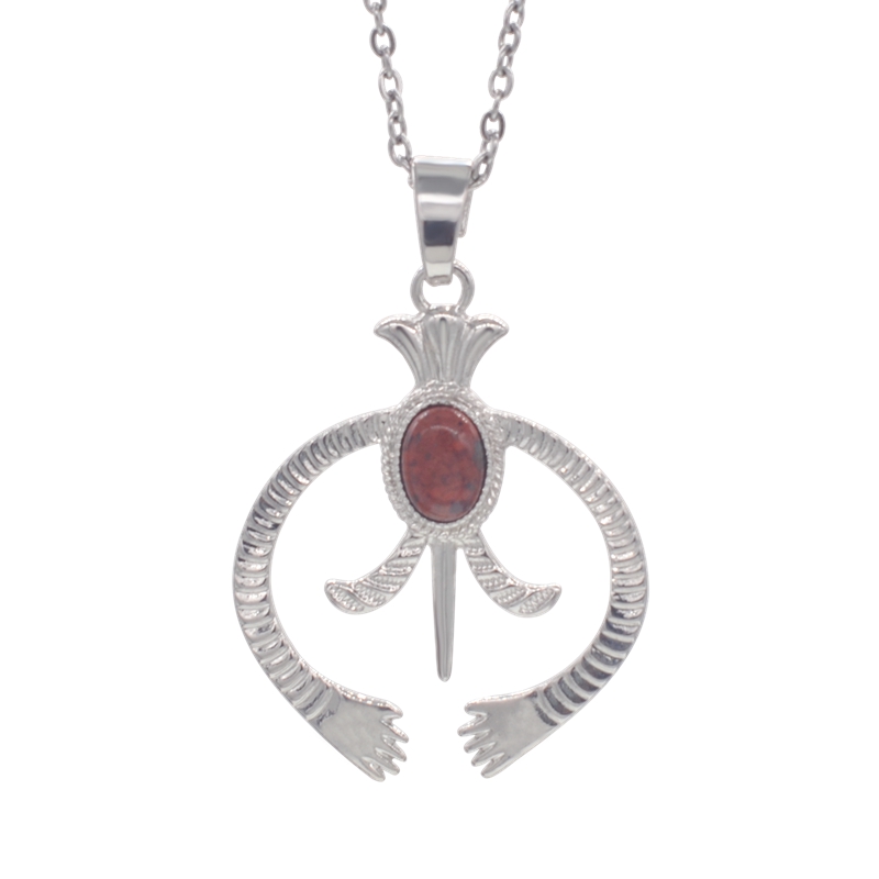 12 pieces of silver horseshoe natural stone bead pendant necklace men and women stainless steel necklace hanging price jewelry
