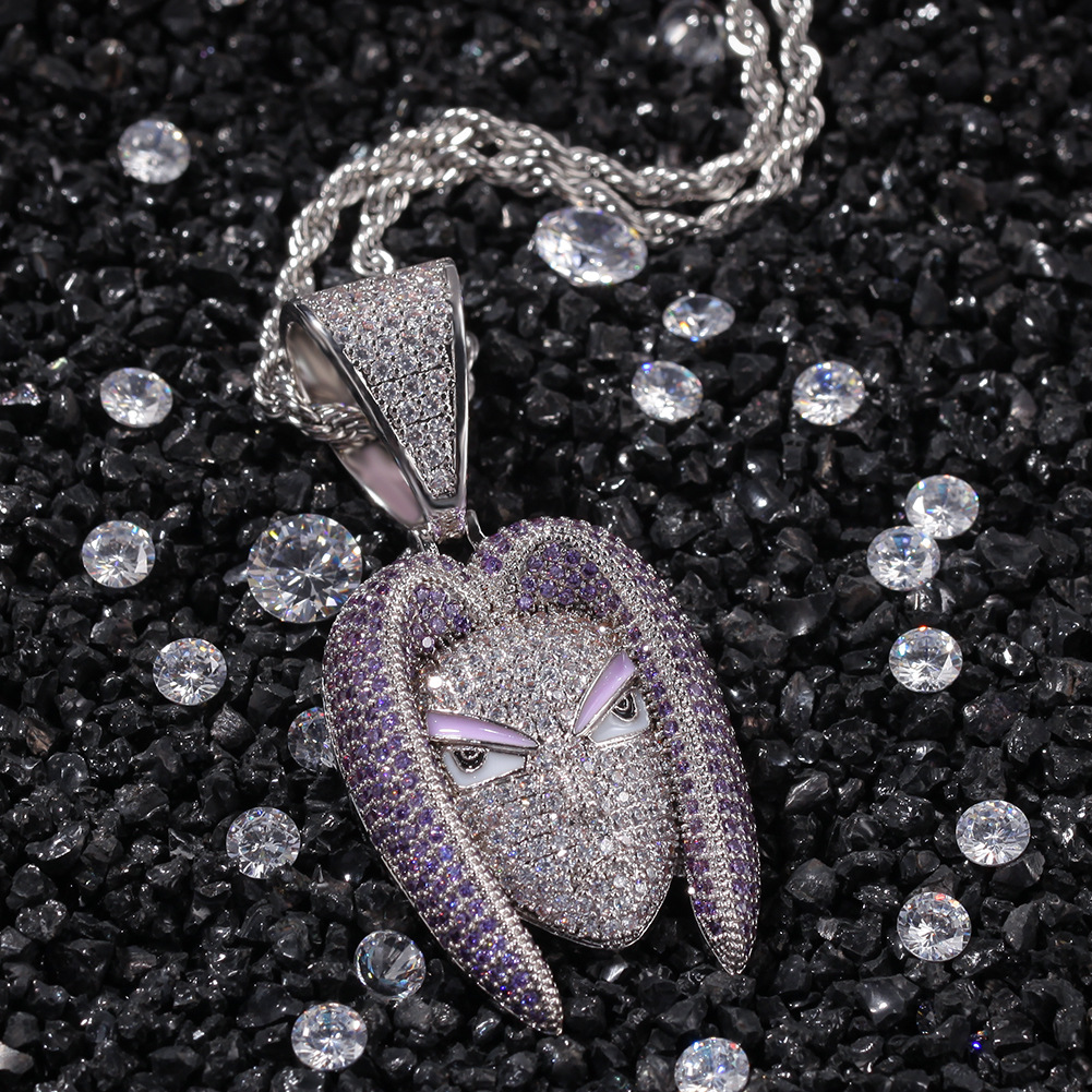 New Personalized Cartoon TRUNKS Portrait Chain Necklace 18K Gold Color Prong Bling Diamond CZ Cubic Zirconia Hip Hop Rapper Jewelry Bijoux Gifts for M