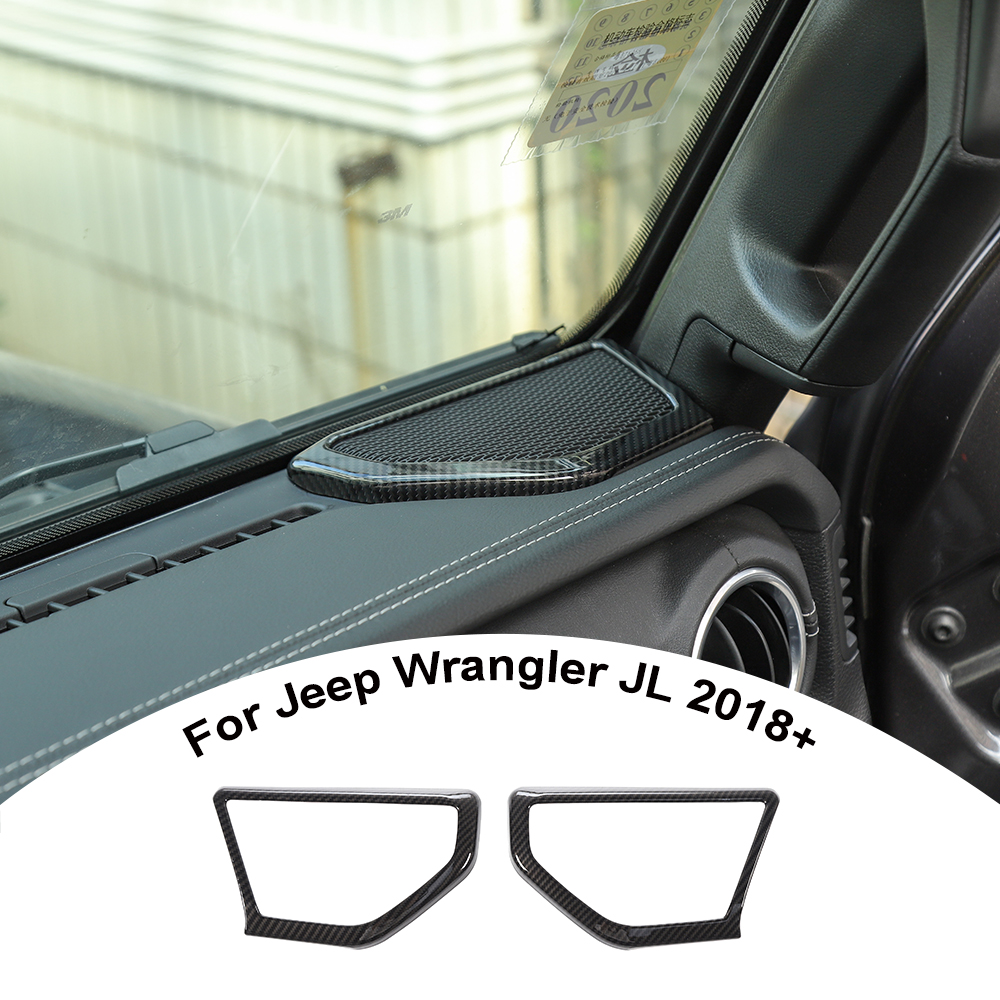 Carbon Fiber ABS A Column Speaker Ring Decoration Cover For Jeep Wrangler JL 2018+ Auto Interior Accessories