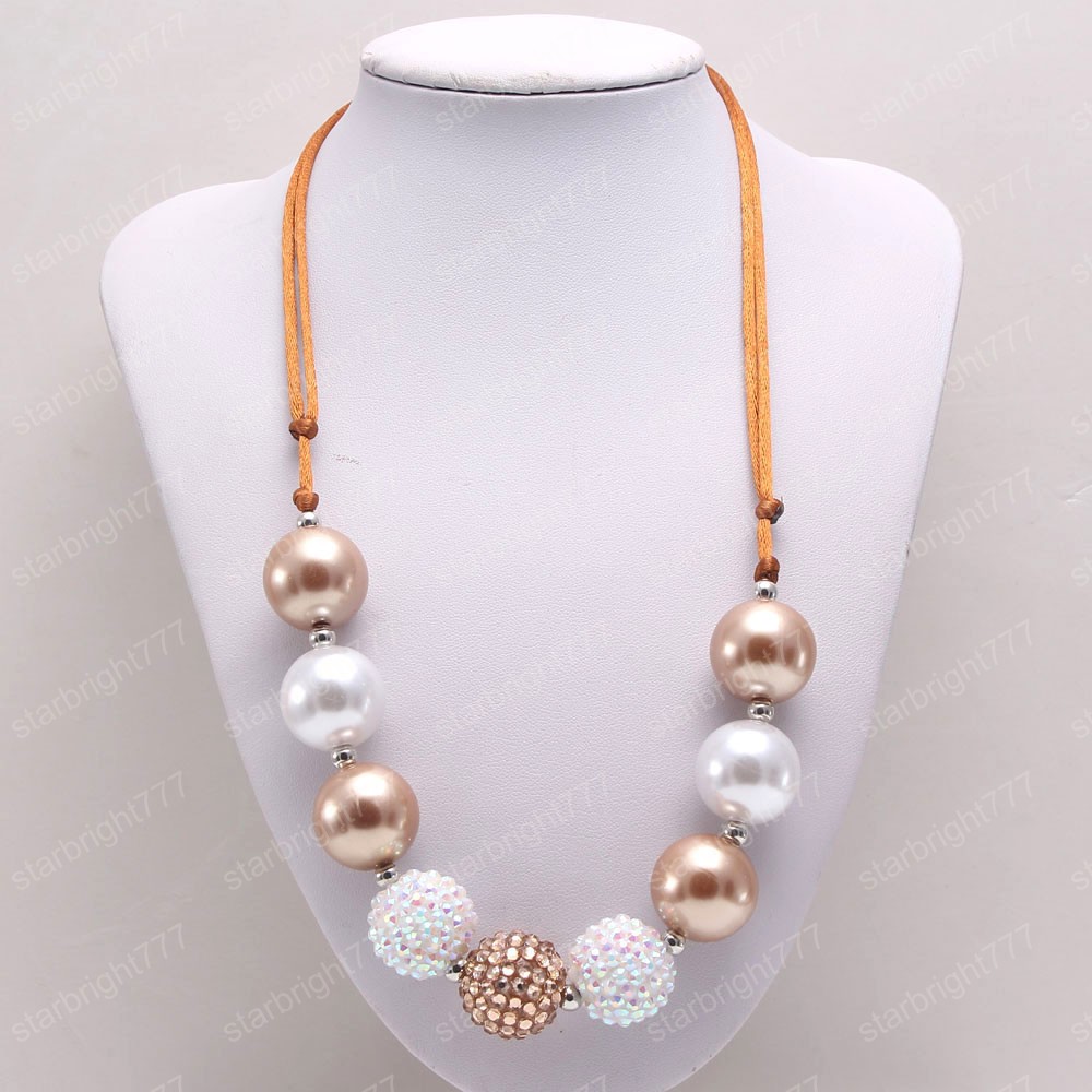 baby kids bubblegum beads necklace with adjustable rope chain fashion girls chunky jewelry choker for party hot sale