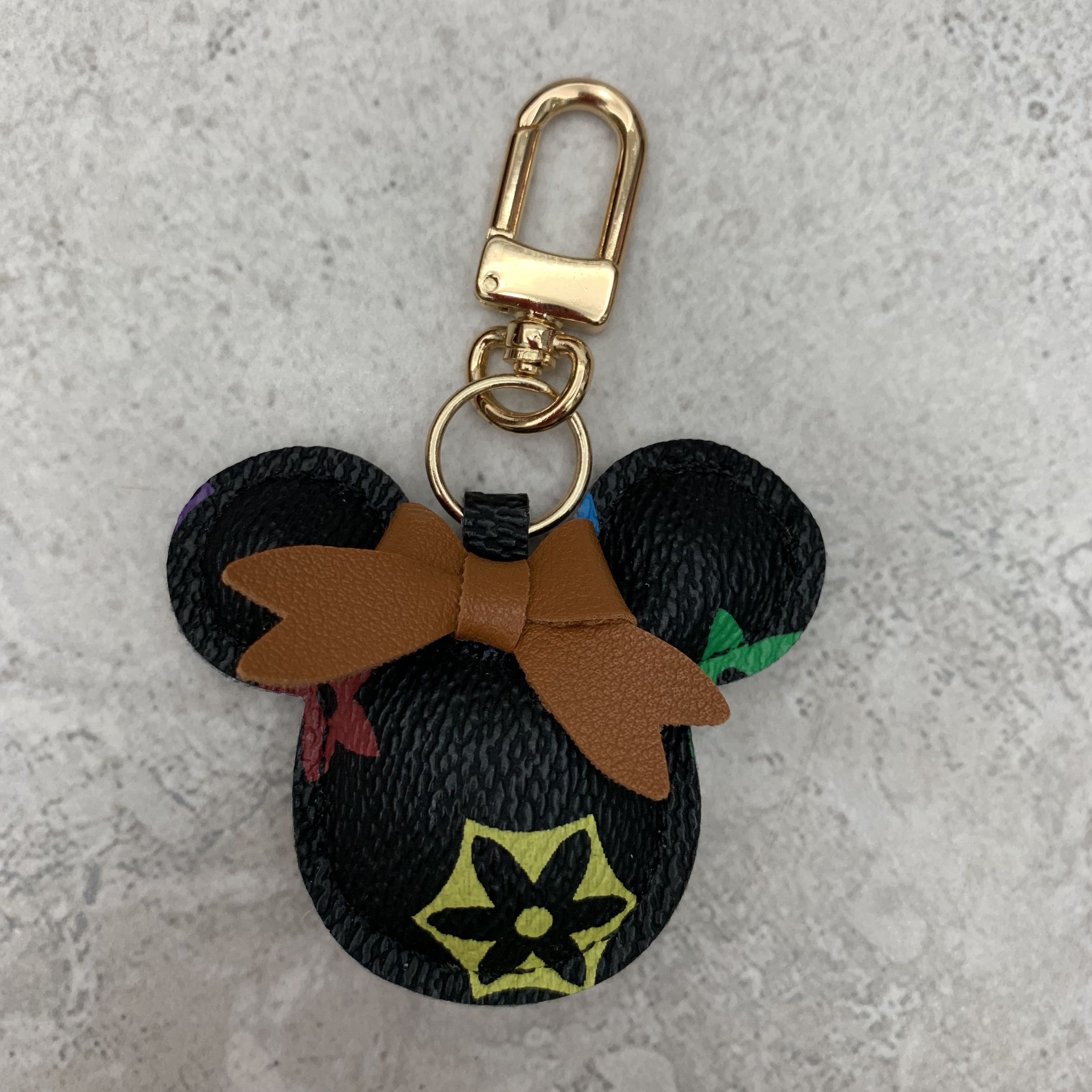 Mouse Design Car Keychain Flower Bag Pendant Charm Jewelry Keyring Holder for Women Men Gift Fashion PU Leather Animal Key Chain Accessories