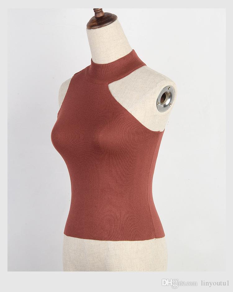hot sale Women's fashion sexy knit halter vest female solid color casual jacket ladies large size multi-style shirt femme