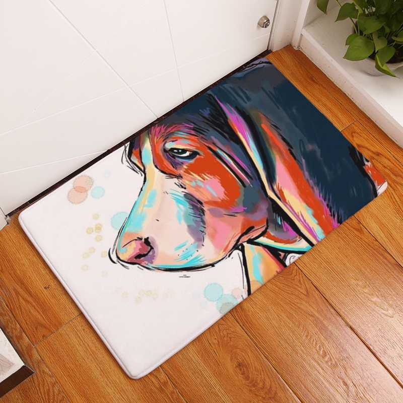 Modern flannel mats Lovely Dog Printing Carpets Anti-slip Floor Mat kitchen Living room Outdoor Rugs Animal DoorMat 40x60cm