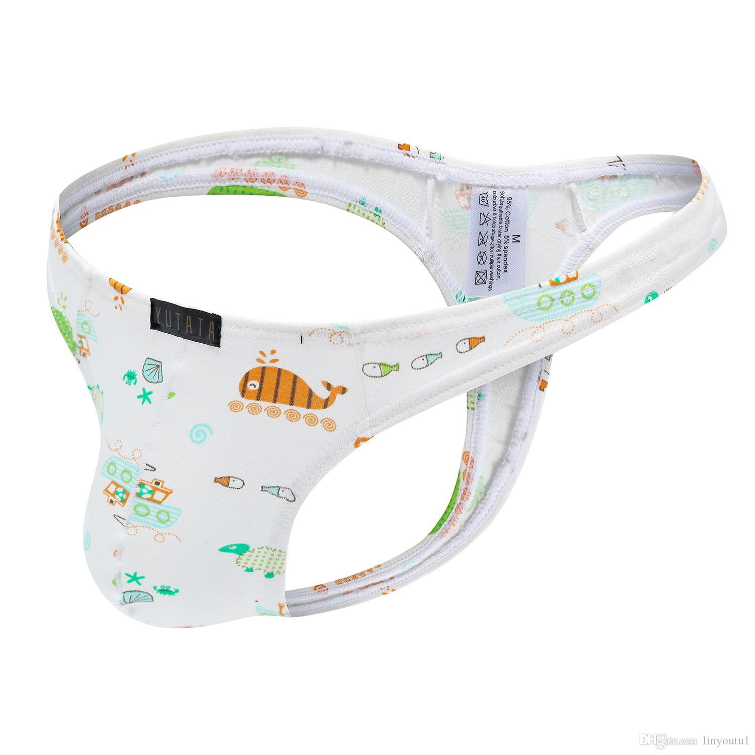 2020 Male underwear sexy underpants cartoon print men's seamless G-string man casual thongs gay summer breathable underwear panties