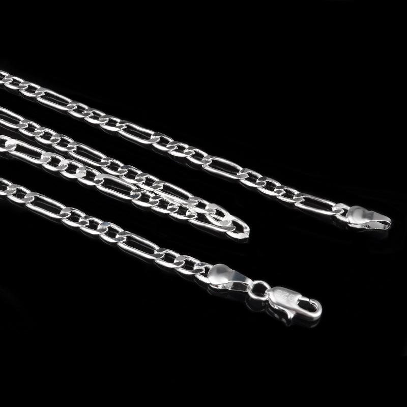 4mm Figaro Chain Necklace Fashion Classic Mens Long Necklace For Men Women 925 Sterling Silver Chain Jewelry 16 18 20 22 24Inches