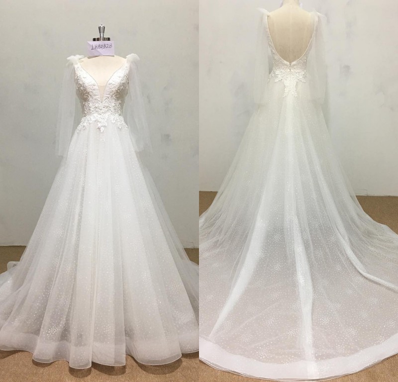 Bohemian A Line Luxury Wedding Dresses Tulle Lace Applique Pears Sequins Formal Dress V Neck Backless Sweep Train Bridal Gowns, Nude
Bohemian A Line Luxury Wedding Dresses Tulle Lace Applique Pears Sequins Formal Dress V Neck Backless Sweep Train Bridal Gowns, Nude