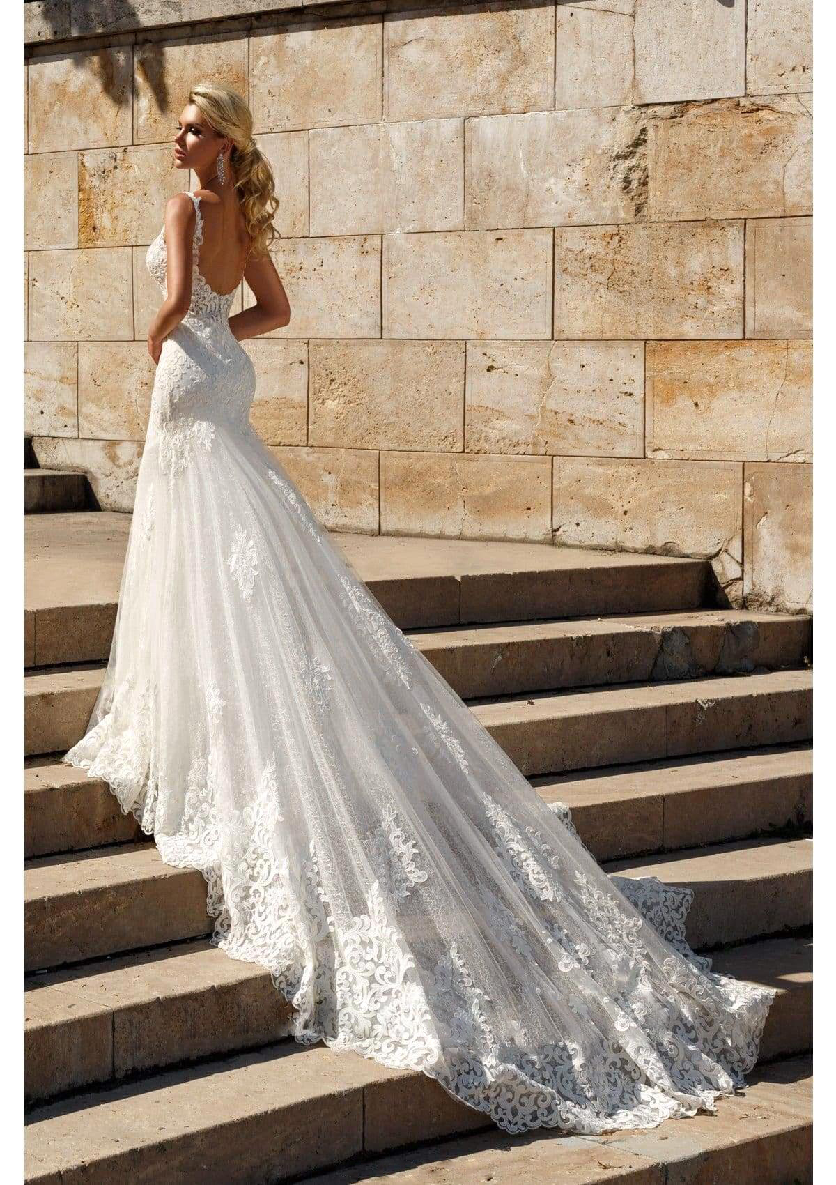 Simple Plus Size Romantic Lace Mermaid Wedding Dresses V Neck Backless Floor Long Wedding Dresses Bridal Gowns Vestidos de novia BC3074