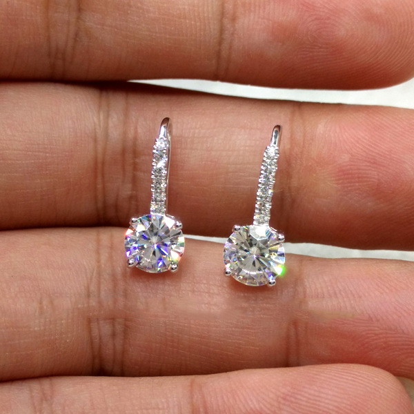 Shining 18K Platinum Plated Square Zircon Hoop Drop Earring Women Men No Fading No Allergies Daily Party Jewelry