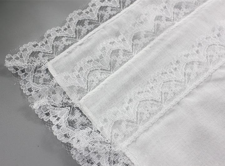 12PCS 23 * 25CM Cotton Ladies Handkerchief Pure White Handkerchief Small Square with Lace