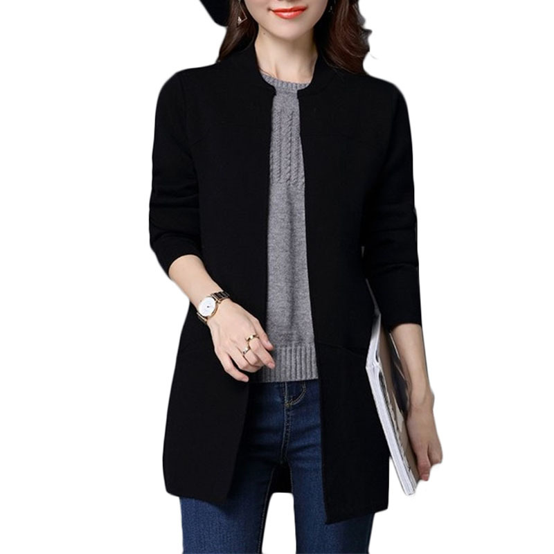 Spring Autumn Plus size Sweater Women Jacket Coat Loose Long knitt Cardigan Women's Shawl Low Round neck Cardigan Sweater A335 LY191210
