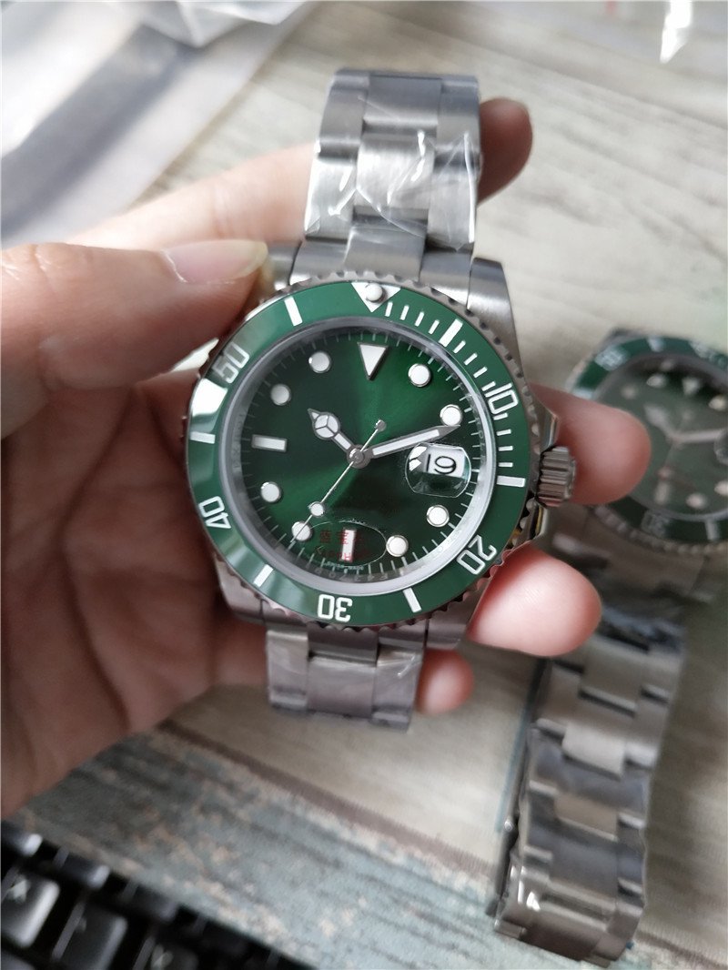 classic Man watch stainless steel watches men's wristwatch green dial Steel band 119, Green-green