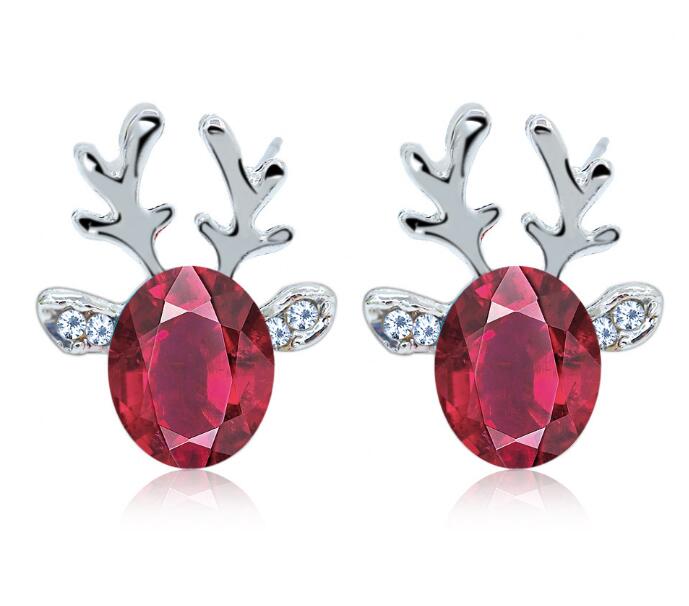 Women Xmas Gift Elegant Jewelry Christmas Pearl Deer Earrings Reindeer Ear Stud GB1353