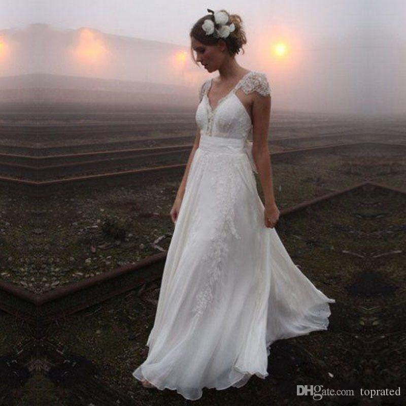 2020 Modest Boho Beach Wedding Dress Sexy Cap Sleeves Lace Appliques Chiffon Summer Bridal Gowns Custom Made V-Neck Country Bridal Dress, Red
2020 Modest Boho Beach Wedding Dress Sexy Cap Sleeves Lace Appliques Chiffon Summer Bridal Gowns Custom Made V-Neck Country Bridal Dress, Red