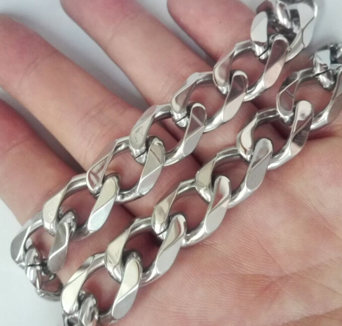 15mm huge heavy 1840 inch Pure stainless steel silver cuban curb chain necklace solid link chain jewelry for mens gifts high qual