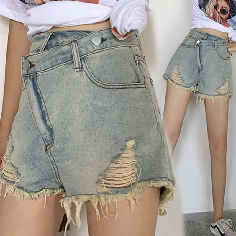 High waist denim a-line shorts summer loose pants wide leg pants female new tassel short jeans female personality irregular, Black
High waist denim a-line shorts summer loose pants wide leg pants female new tassel short jeans female personality irregular, Black