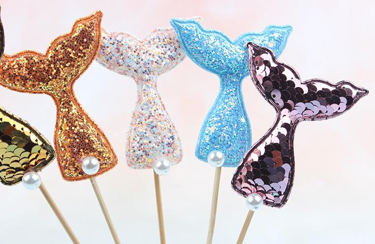 Marine Theme Cake Decoration Shiny Sequin Mermaid Tail Cake Cupcake Toppers Cookie Jelly Sugar Baking Crafts Party Diy Decor