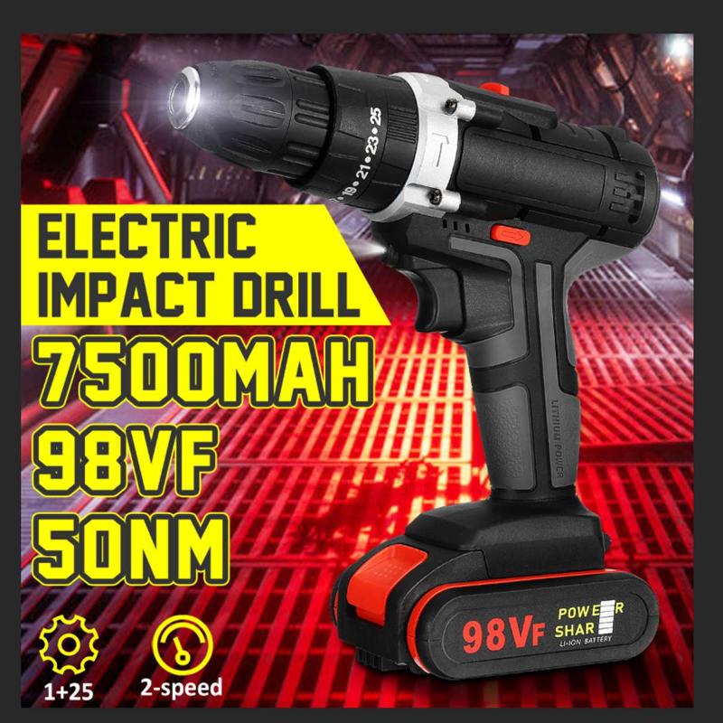 98VF Electric Impact Drill/Electric Drill Wrench Cordless Impact Drill Screwdriver Rotary LED 2-Speed 7500mAh Battery Woodworks
98VF Electric Impact Drill/Electric Drill Wrench Cordless Impact Drill Screwdriver Rotary LED 2-Speed 7500mAh Battery Woodworks
