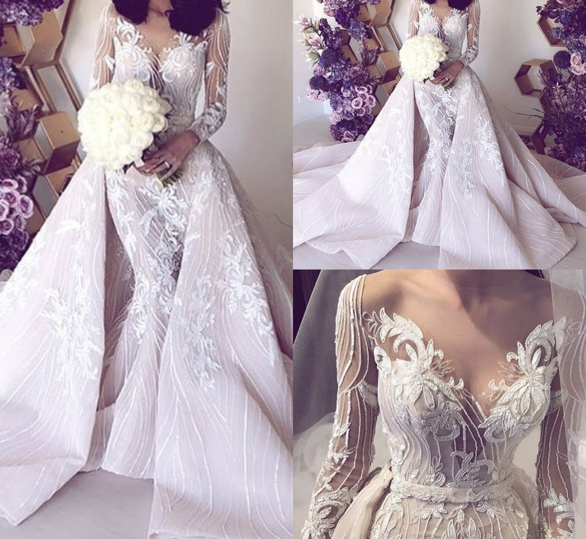 Gorgeous Mermaid Wedding Dresses With Detachable Train Jewel Neck Lace Appliques Empire Wedding Gowns Customized Long Sleeve Bridal Dress, Hunter
Gorgeous Mermaid Wedding Dresses With Detachable Train Jewel Neck Lace Appliques Empire Wedding Gowns Customized Long Sleeve Bridal Dress, Hunter