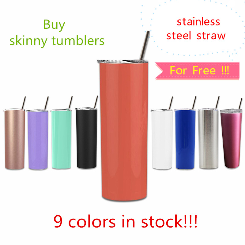 FEDEX 20oz stainless steel skinny tumbler with steel straw 20oz skinny cup drinkintg tumblers vacuum insulated water cup free straw от DHgate WW