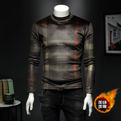 2019 new men's autumn and winter plus velvet thick long-sleeved T-shirt male Korean version of the men's warm fashion men's shirt, Gray
2019 new men's autumn and winter plus velvet thick long-sleeved T-shirt male Korean version of the men's warm fashion men's shirt, Gray