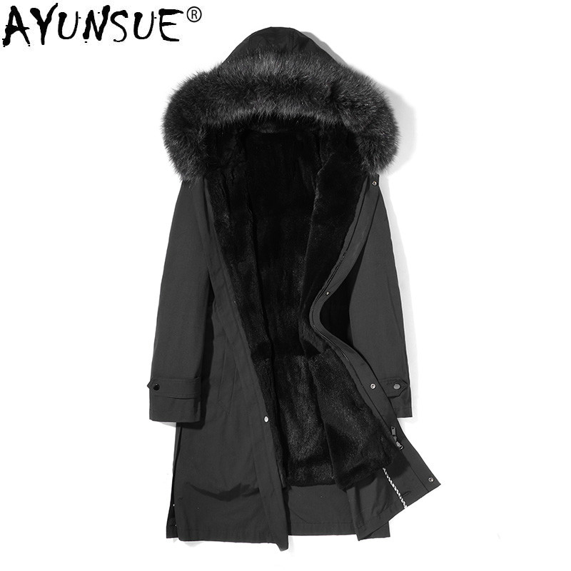 AYUNSUE 2018 Winter Jacket Real Fur Men Parka Fur Liner Long Coat Male Raccoon Collar Parkas Hombre Invierno KJ1325, Black
AYUNSUE 2018 Winter Jacket Real Fur Men Parka Fur Liner Long Coat Male Raccoon Collar Parkas Hombre Invierno KJ1325, Black