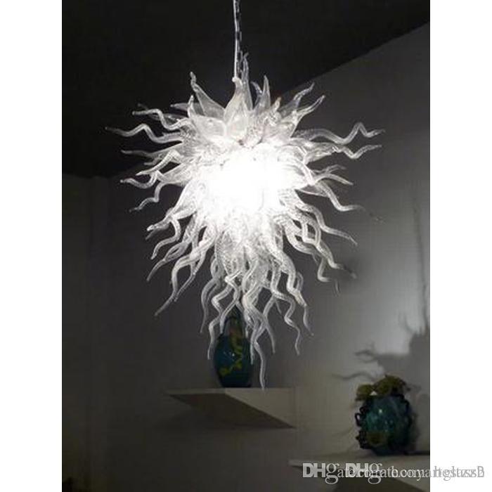 2019 Hot Sale Pure White Color Hand Blown Glass Modern Style Crystal Chandelier Lighting Floor Mounted Fixture