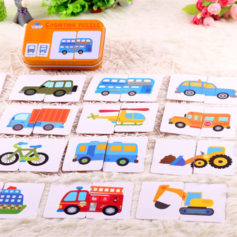 Graph Match Game Kid's Early Educational Montessori Jouets Puzzle Card Cartoon Vehicle Learning Pocket Flash Card MG09
