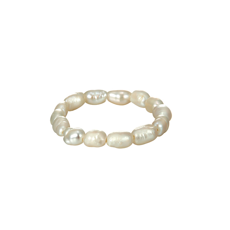 Cute Multi Beaded Pearl Band Rings Natural Freshwater Geometric jewelry for Women Continuous Circle Minimalist Ring