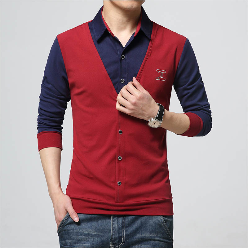 Autumn Fashion Patch Design Mens Shirt T-Shirt Fake Two Long Sleeve Turn -Down Collar Cotton T Shirt For Men 5xl, H003 red
Autumn Fashion Patch Design Mens Shirt T-Shirt Fake Two Long Sleeve Turn -Down Collar Cotton T Shirt For Men 5xl, H003 red