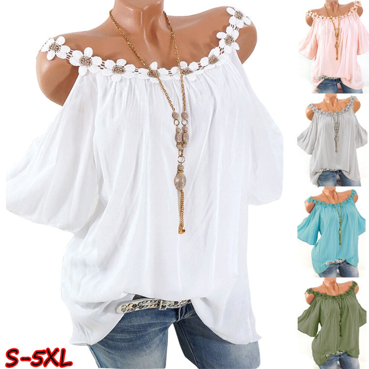 T-Shirt Spot 2021 European spring and summer solid color sexy strapless round neck fly flying sleeve T-shirt support mixed batch