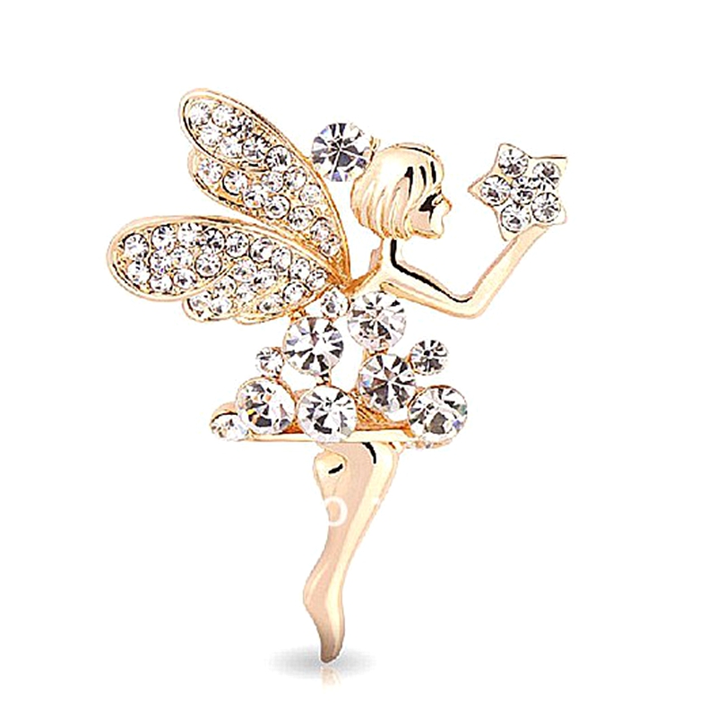 Beautiful Clear Rhinestone Crystal Fairy Gift Brooch