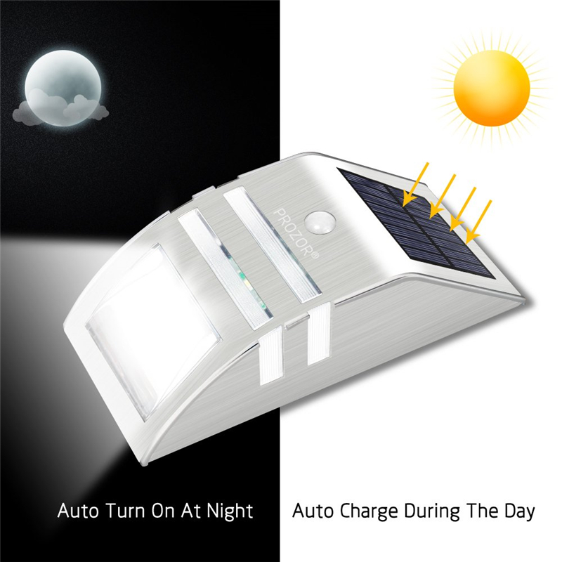 Solar Powered Wall Lamp 2 LED Automatic Motion Sensor Security Light Waterproof Street Light For Patio Deck Yard Garden