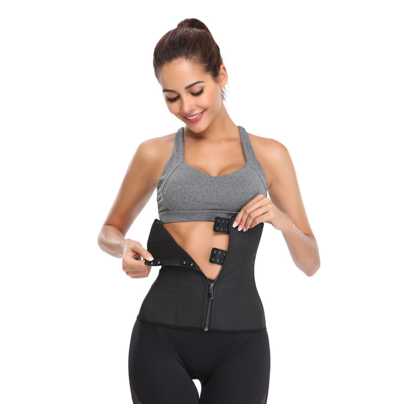 Latex Waist Trainer Body Shaper Women Corsets with Zipper Cincher Corset Top Slimming Belt Black Plus Size 9078