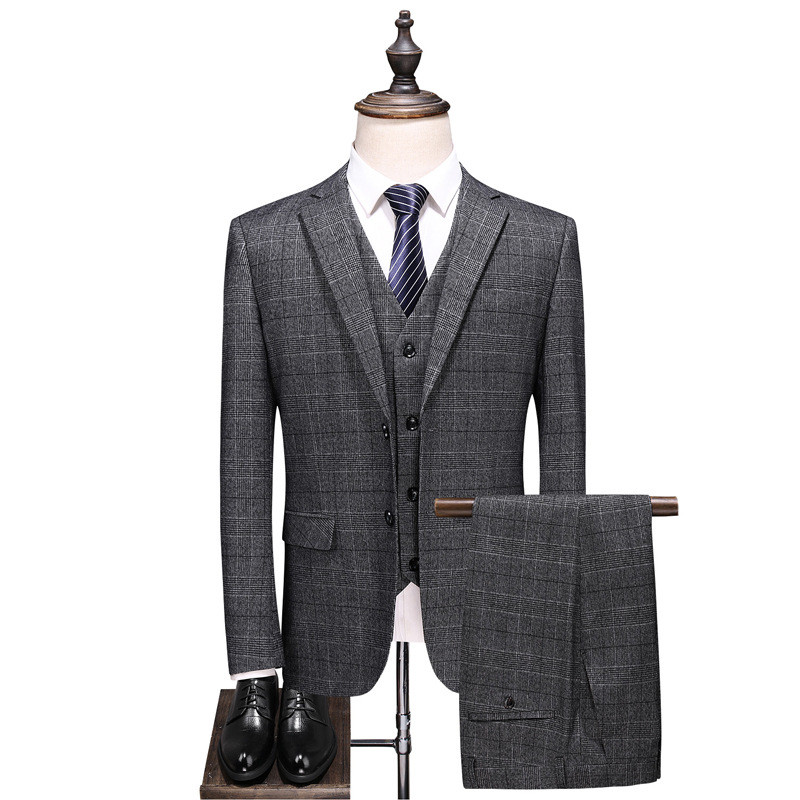 Suit gray men' suit men' plaid slim 3-piece blazer pants vest wedding banquet formal dress costume homme
Suit gray men' suit men' plaid slim 3-piece blazer pants vest wedding banquet formal dress costume homme