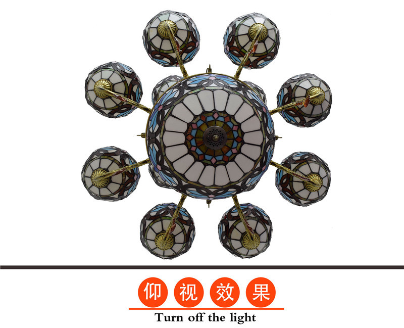 European retro creative lamp Tiffany stained glass living room dining room double villa large chandelier love Baroque lamps TF009