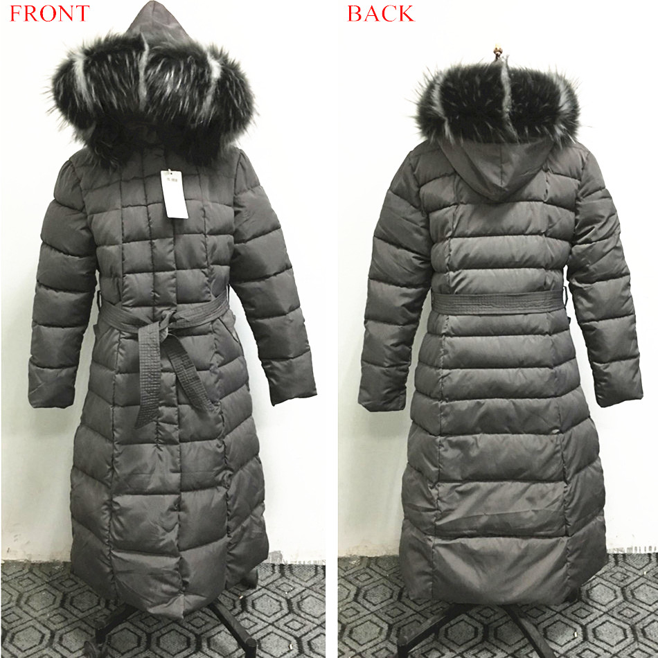 Fashion Winter Jacket Women Big Fur Belt Hooded Thick Down Parkas X-long Female Jacket Coat Slim Warm Winter Outwear 2019 New Y190828