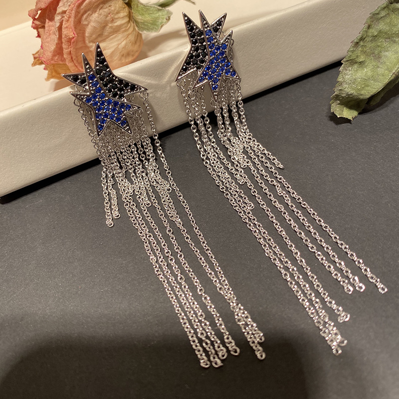 Fashion- Tassel Earrings For Female Brand Deisgner Wedding Long Stud Earring 925 Silver Diamond Earings Women Fashion Jewelry