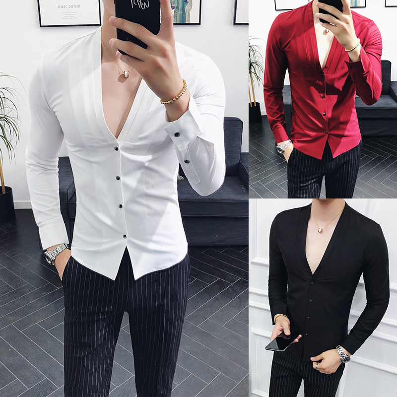 long sleeve shirt men 2019 New oversized V-neck Slim Fashion casual elastic shirt, Black
long sleeve shirt men 2019 New oversized V-neck Slim Fashion casual elastic shirt, Black